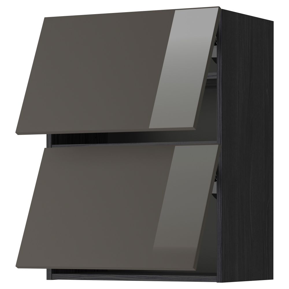 Навесной шкаф, 2 дверцы, горизонтальный МЕТОД, черный, Рингульт серый - схема-чертеж с размерами