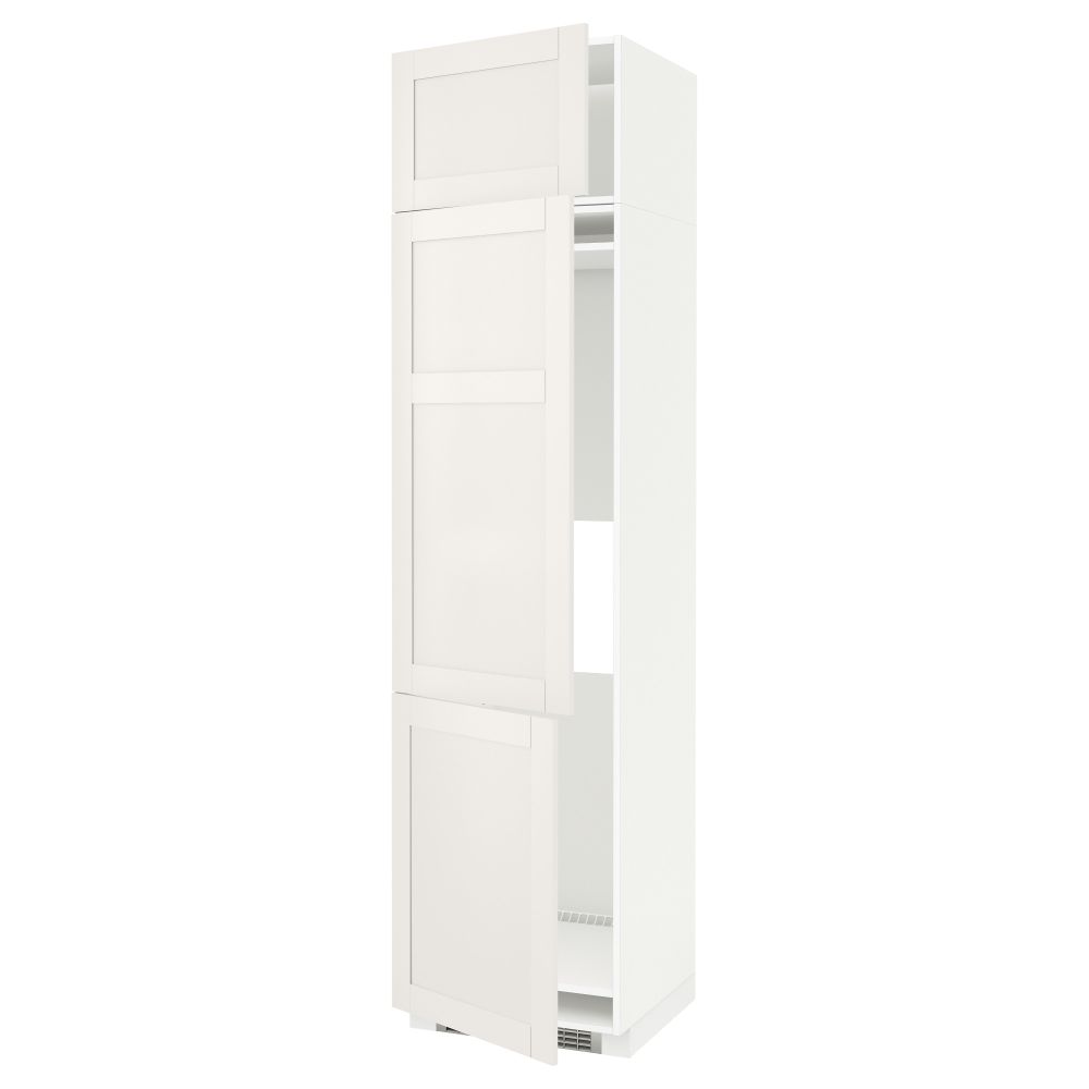 Высокий шкаф для холодильника или морозильника, с 3 дверями МЕТОД, белый, Сэведаль белый - схема-чертеж с размерами