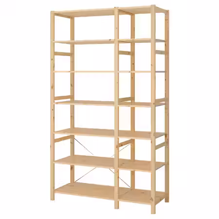 IVAR 2 секции/полки - сосна 134x50x226 см