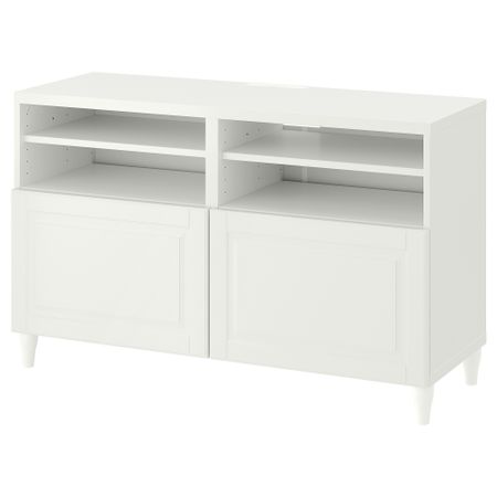 Тумба под ТВ, с дверцами, белый, СМЕВИКЕН, КАББАРП белый, 120x42x74 см IKEA BESTÅ БЕСТО 193.845.45