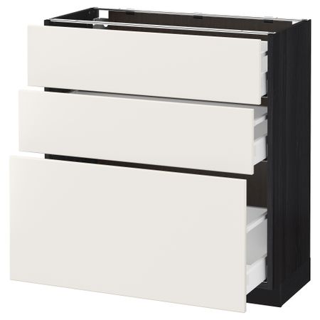 Напольный шкаф с 3 ящиками МЕТОД / МАКСИМЕРА, черный, Веддинге белый