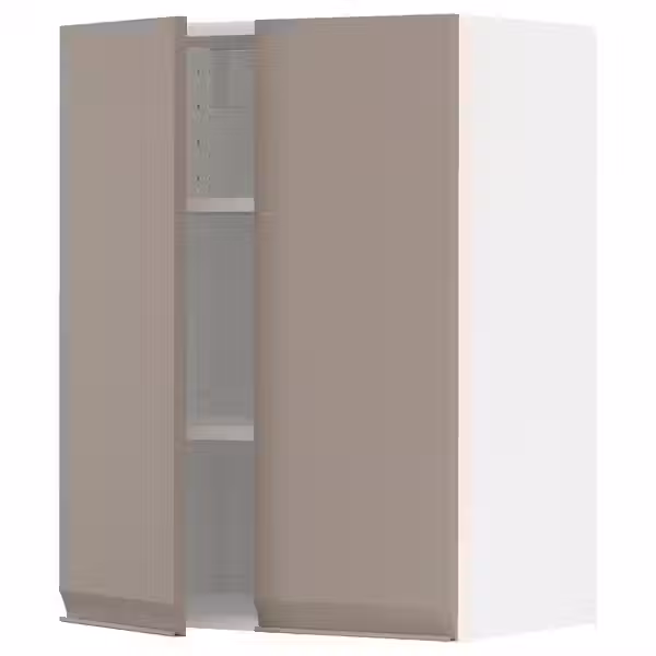 METOD Навесной шкаф с полками/2дверцы - белый/Upplöv матовый темно-бежевый 60x80 см - фото 1