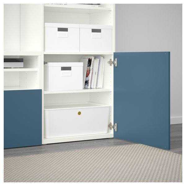 Шкаф для ТВ, комбинированный, стекляные дверцы БЕСТО, белый Вальвикен, темно-синий прозрачное стекло (300x40x230 см) - фото 3