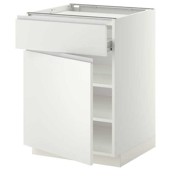 Напольный шкаф для варочной панели, ящик, полка, дверцы МЕТОД / ФОРВАРА, белый, Нодста белый - фото 1