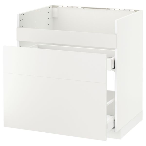 Напольный шкаф под мойку ДУМШЁ, 3 фасада, 2 ящика МЕТОД / МАКСИМЕРА, белый, Хэггеби белый - схема-чертеж с размерами