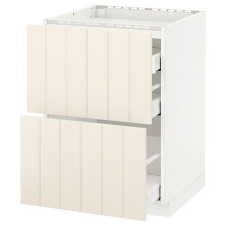 Напольный шкаф, 2 фронтальных панели, 3 ящика, белый/Хитарп белый с оттенком 60x60 см IKEA METOD МЕТОД / MAXIMERA МАКСИМЕРА