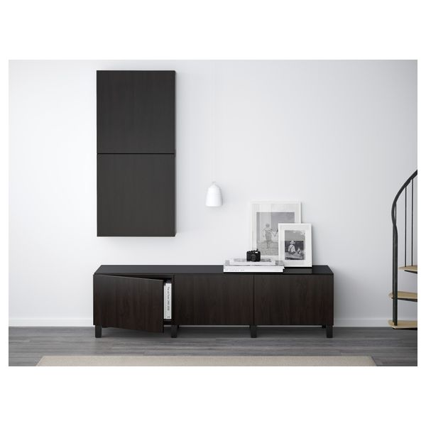 Комбинация для хранения с ящиками БЕСТО, Лаппвикен черно-коричневый (180x40x48 см) - фото 2