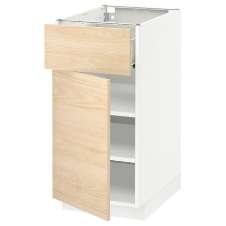 Напольный шкаф с ящиком/дверью, белый/Аскерсунд под светлый ясень 40x60 см IKEA МЕТОД / ФОРВАРА 492.187.38