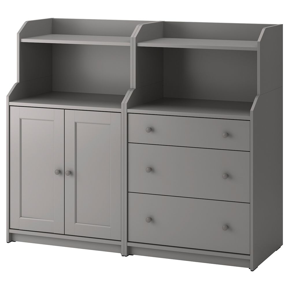 Комбинация для хранения, серый 139x46x116 см IKEA HAUGA ХАУГА 993.886.91 - фото 1