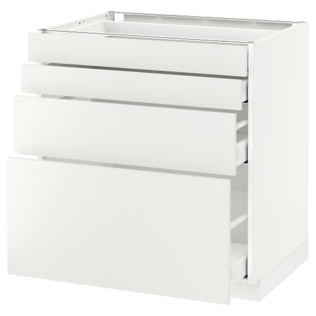 Напольный шкаф 4 фронтальных панели, 4 ящика МЕТОД / МАКСИМЕРА, белый, Хэггеби белый