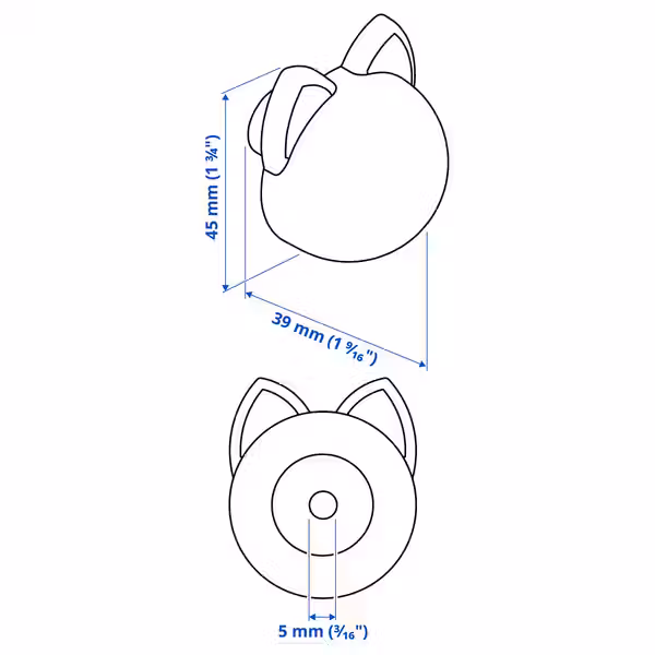 GREJSIMOJS ГРЕЙСИМОЙС Ручка мебельная - антрацит/кот 38 мм - схема-чертеж с размерами