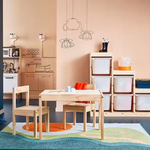 LÄTT Стол детский с 2 стульями - белый/сосна - фото 2