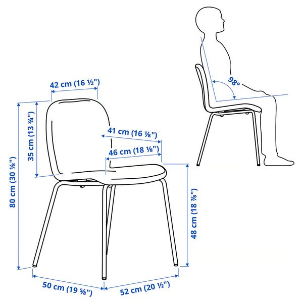 SKÅLSTA СКОЛСТА Стул - схема-чертеж с размерами