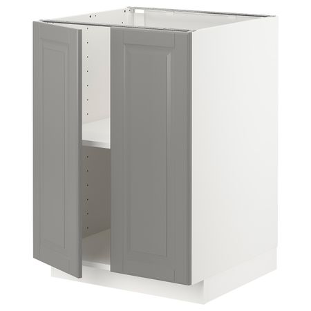 Напольный шкаф с полками/2двери, белый/Будбин серый 60x60 см IKEA METOD МЕТОД 593.000.06