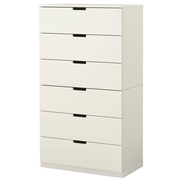 Комод с 6 ящиками НОРДЛИ, белый (80x143 см) - фото 1