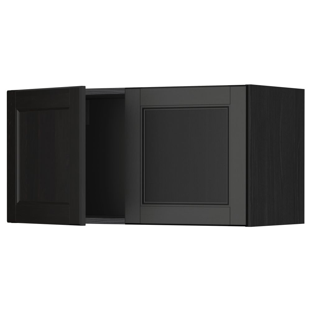 Навесной шкаф с 2 дверями МЕТОД, черный, Лаксарби черно-коричневый (80x40 см) - схема-чертеж с размерами