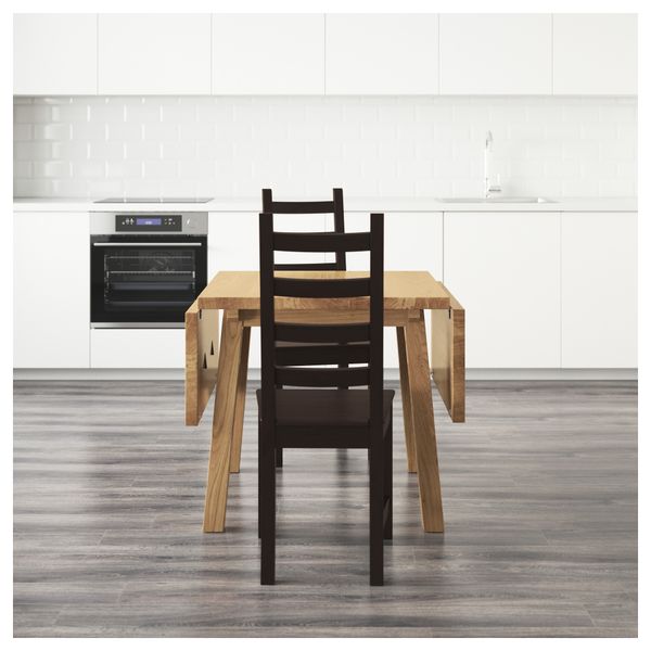 Стол и 2 стула МОККЕЛЬБЮ / КАУСТБИ, дуб, коричнево-чёрный (79 см) - схема-чертеж с размерами