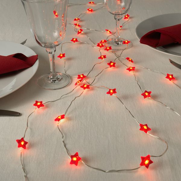 Гирлянда, 40 светодиодов, с батарейным питанием мини, звезда красный IKEA СТРОЛА 304.441.71 - фото 3