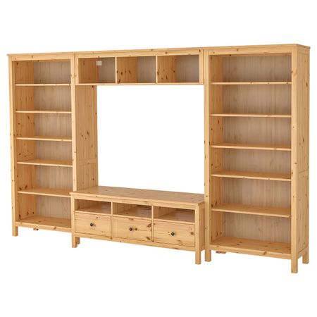 Шкаф для ТВ, комбинация, светло-коричневый 326x197 см IKEA HEMNES ХЕМНЭС 992.995.53