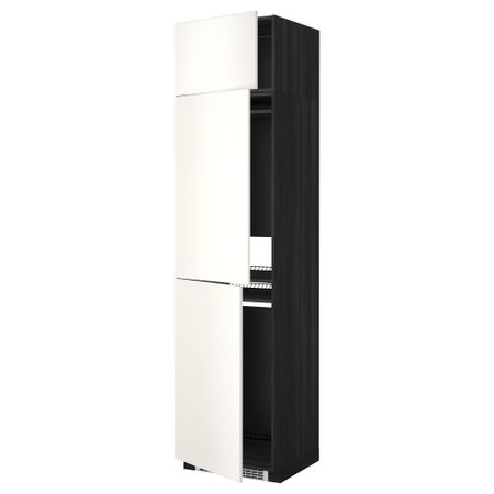 Высокий шкаф для холодильника или морозильника, с 3 дверями МЕТОД, черный, Веддинге белый (60x60x240 см)
