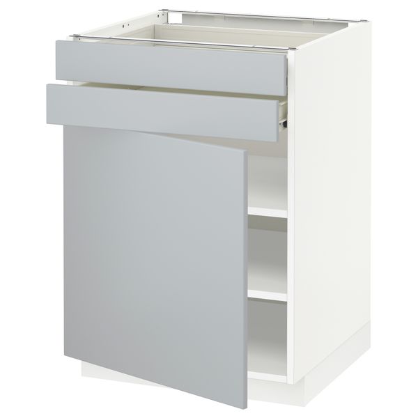 Напольный шкаф с дверцей, 2 ящиками МЕТОД / ФОРВАРА, белый, Веддинге серый - схема-чертеж с размерами