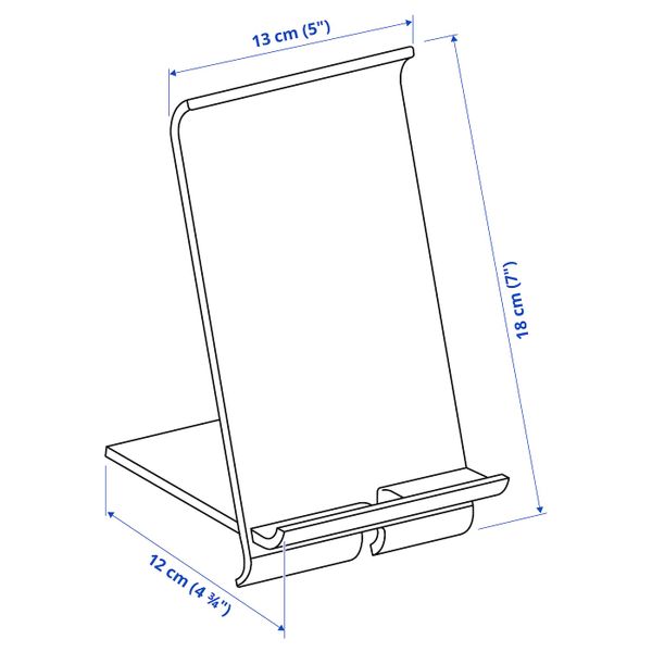 Подставка для мобильного телефона, бамбуковый шпон IKEA SIGFINN СИГФИН 004.298.36 - схема-чертеж с размерами