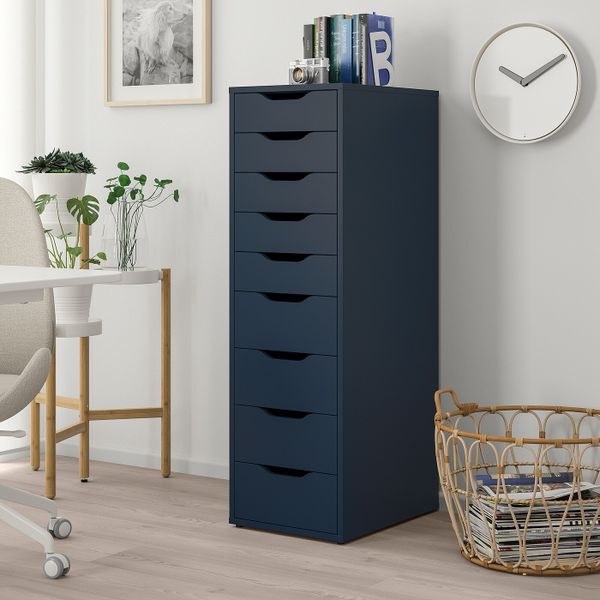 Секция с 9 ящиками, синий 36x116 см IKEA ALEX АЛЕКС 804.462.43 - фото 4