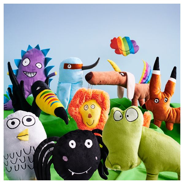 Мягкая игрушка САГОСКАТТ, птица, синий - схема-чертеж с размерами