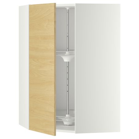 Угловой навесной шкаф с вращающейся секцией МЕТОД, белый, Тингсрид береза