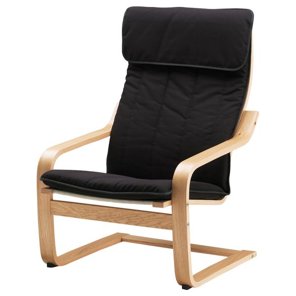 Кресло ПОЭНГ, дубовый шпон, Ранста черный - фото 1