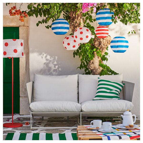 Подвесная светодиодная лампа СОЛВИДЕН, для сада шаровидный, в полоску синий (30 см) - фото 4