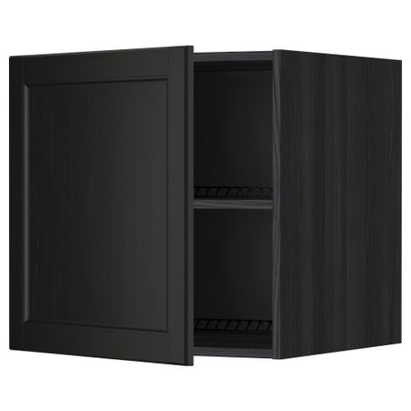 Верхний шкаф на холодильник, морозильник МЕТОД, черный, Лаксарби черно-коричневый