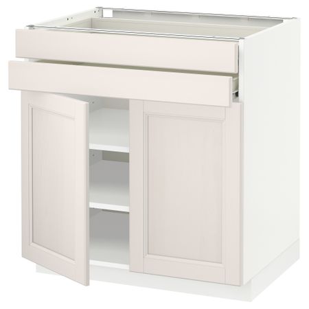 Напольный шкаф, 2 дверцы, 2 ящика МЕТОД / ФОРВАРА, белый, Лаксарби белый (80x60 см)