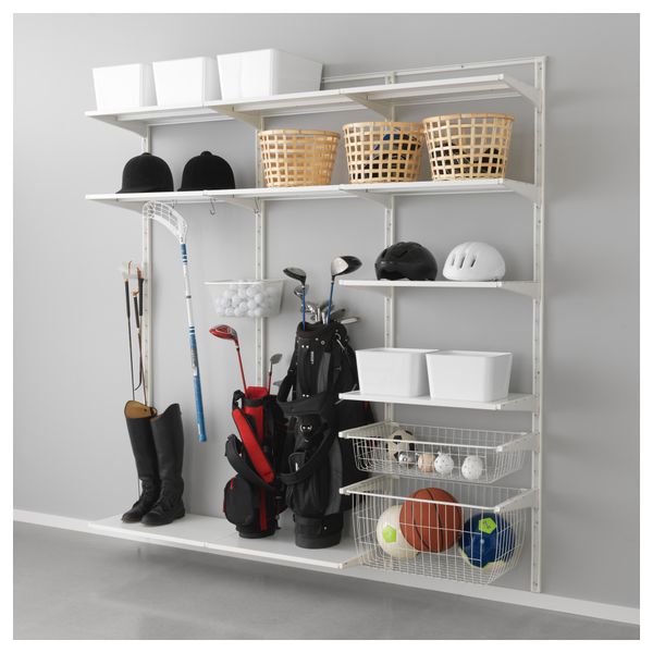 Настенная шина, полка, корзина АЛЬГОТ, белый (190x40x196 см) - фото 1