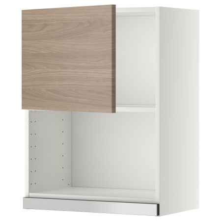 Навесной шкаф для СВЧ-печи МЕТОД, белый, Брокхульт светло-серый