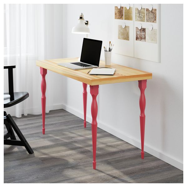 Стол ТОРНЛИДЕН / НИПЕН, сосновый шпон, красный (120x60 см) - схема-чертеж с размерами