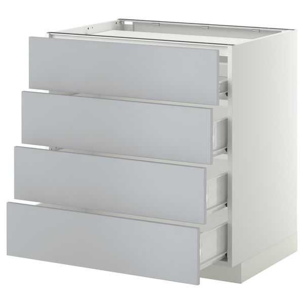Напольный шкаф, 4 фронтальных панели, 4 ящика МЕТОД / ФОРВАРА, белый, Веддинге серый - схема-чертеж с размерами