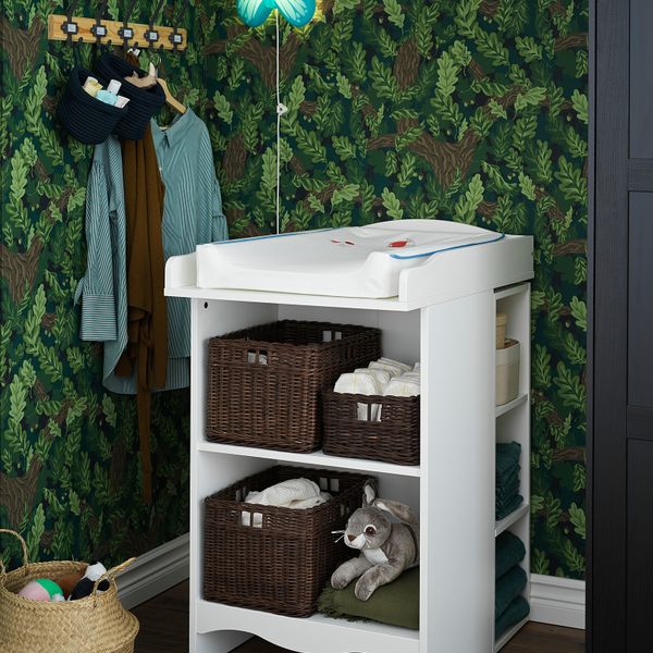 Пеленальный столик, стеллаж, 2 полки, белый IKEA SMÅGÖRA СМОГЁРА 093.236.23 - схема-чертеж с размерами