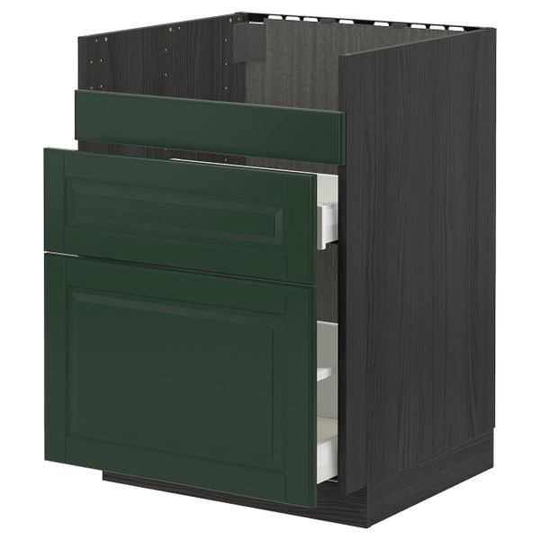 Напольный шкаф для мойки ХАВСЕН/3фасада/2ящ, черный/Будбин темно-зеленый 60x60 см IKEA МЕТОД / МАКСИМЕРА 393.145.18 - схема-чертеж с размерами