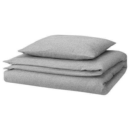 GROVSNÄRJA Пододеяльник и наволочка - серый/меланж 150x200/50x60 см