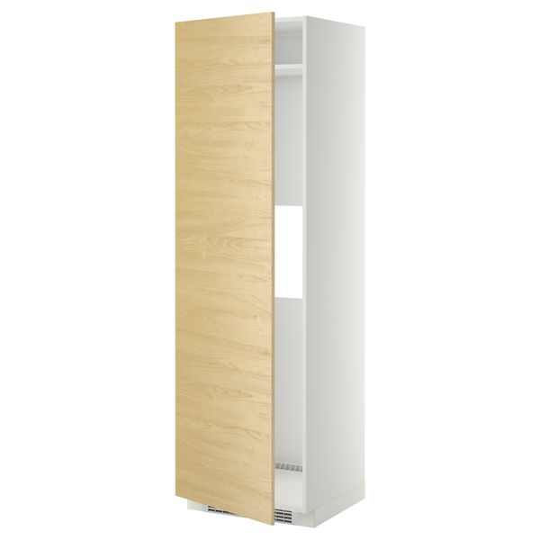 Высокий шкаф для холодильника или морозильника, с дверцами МЕТОД, белый, Тингсрид береза (60x60x200 см) - схема-чертеж с размерами