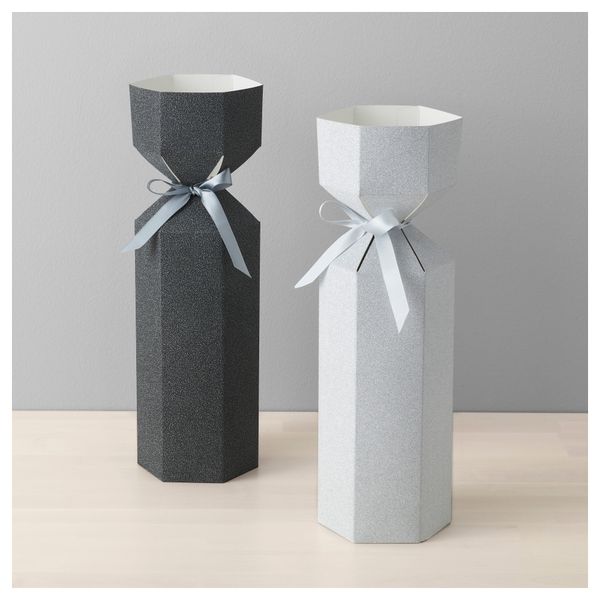 Подарочная коробка для/бутылки ВИНТЕР 2017, серебристый, темно-серый (42 см) - схема-чертеж с размерами