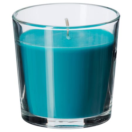 Ароматическая свеча в стакане СИНЛИГ, бирюзовый морской бриз, бирюзовый (7.5 см)