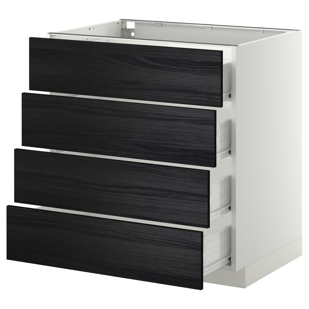 Напольный шкаф 4 фронтальных панели, 4 ящика МЕТОД / ФОРВАРА, белый, Тингсрид черный - схема-чертеж с размерами