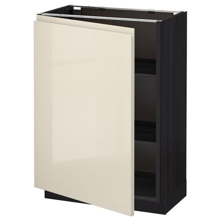 Напольный шкаф с полками, черный, Воксторп глянцевый светло-бежевый 60x37 см IKEA МЕТОД 392.245.70