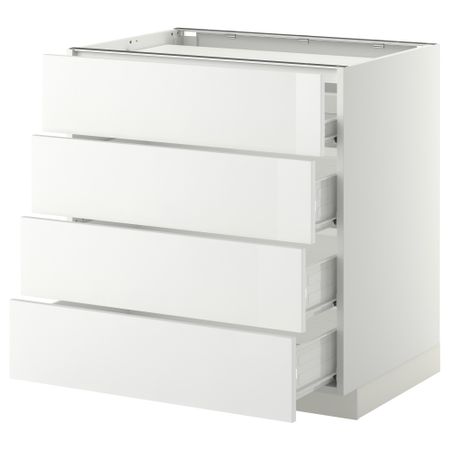 Напольный шкаф, 4 фронтальных панели, 4 ящика МЕТОД / ФОРВАРА, белый, Рингульт белый
