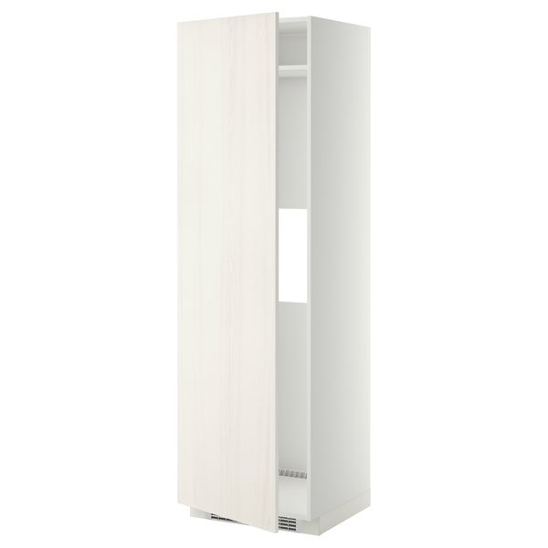 Высокий шкаф для холодильника или морозильника, с дверцами МЕТОД, белый, Росдаль белый (60x60x200 см) - схема-чертеж с размерами