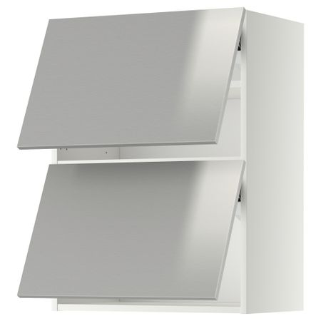 Навесной шкаф, 2 дверцы, горизонтальный МЕТОД, белый, Гревста нержавеющ сталь