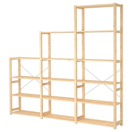 3 секции, полки, 259x30x226 см, сосна IKEA IVAR ИВАР 592.483.77