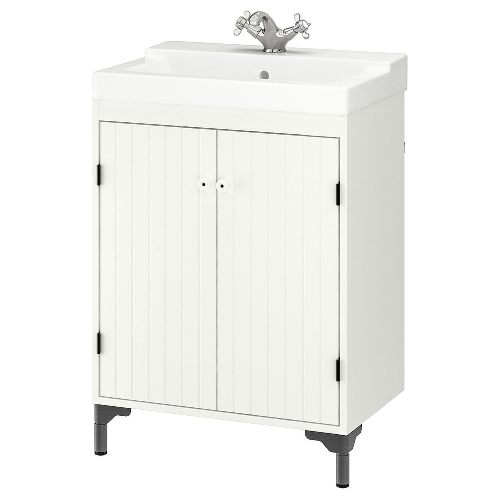 Шкаф под раковину с 2 дверец, белый/РУНШЕР смеситель 61x41x88 см IKEA SILVERÅN СИЛВЕРОН / TÄLLEVIKEN ТЭЛЛЕВИКЕН 892.951.12 - фото 1